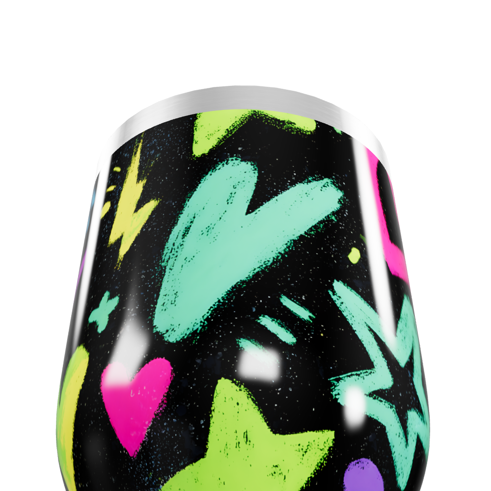 Copo Térmico Slim - Preto Neon Corações