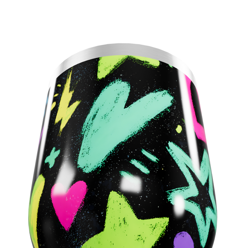 Copo Térmico Slim - Preto Neon Corações