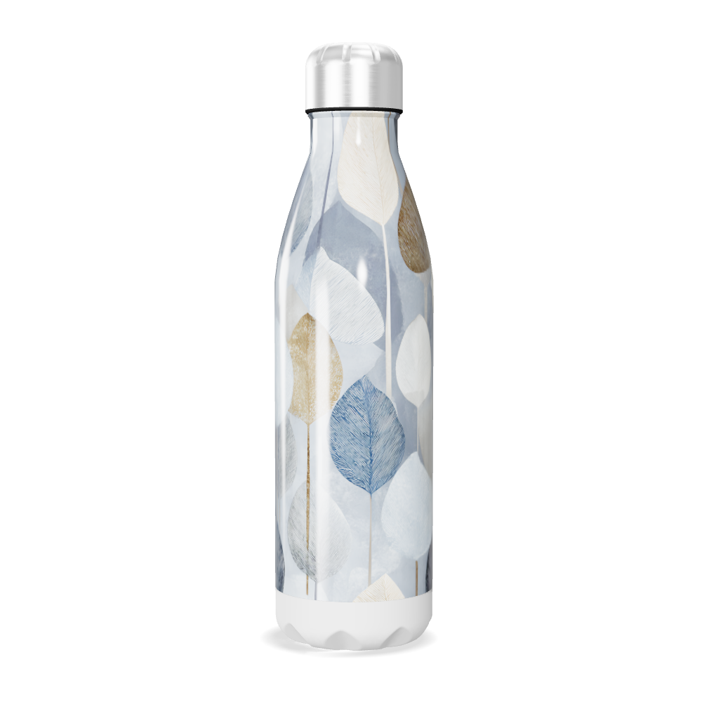 Garrafa Inox - Folhas Azul e Branco