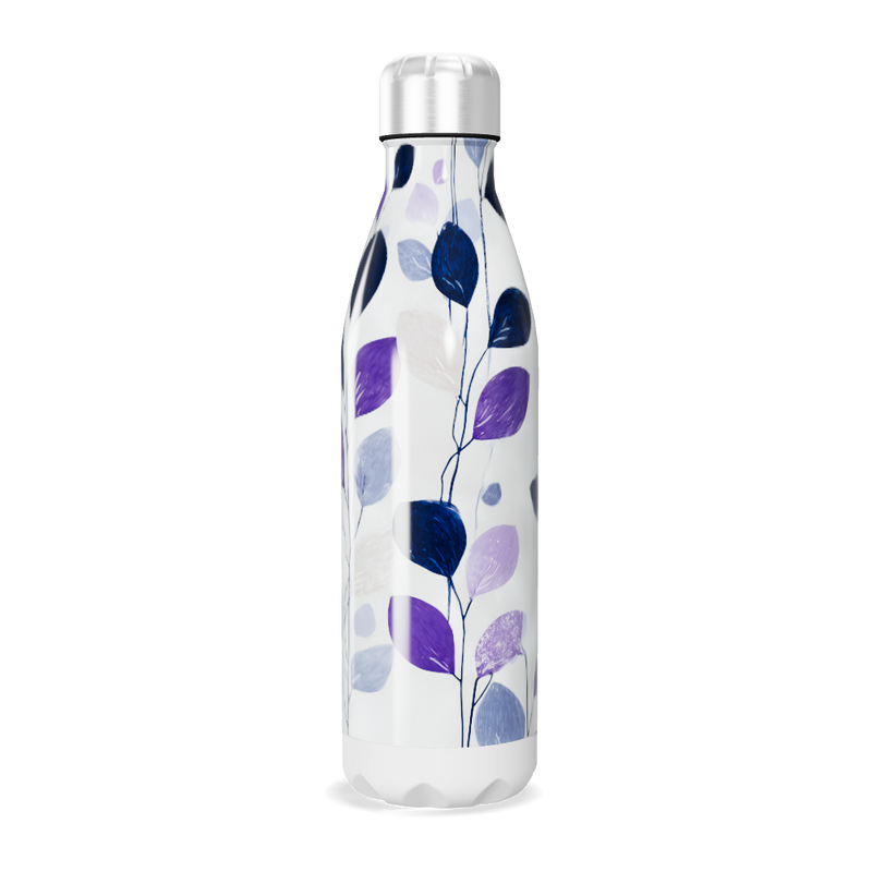 Garrafa Inox - Folhas Azul e Roxo
