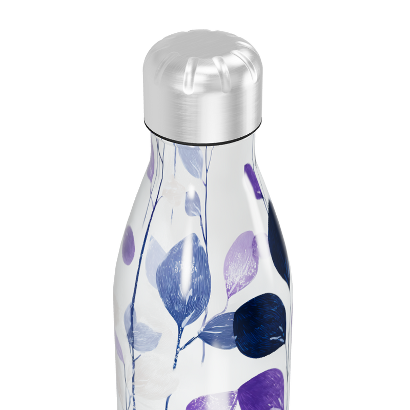 Garrafa Inox - Folhas Azul e Roxo