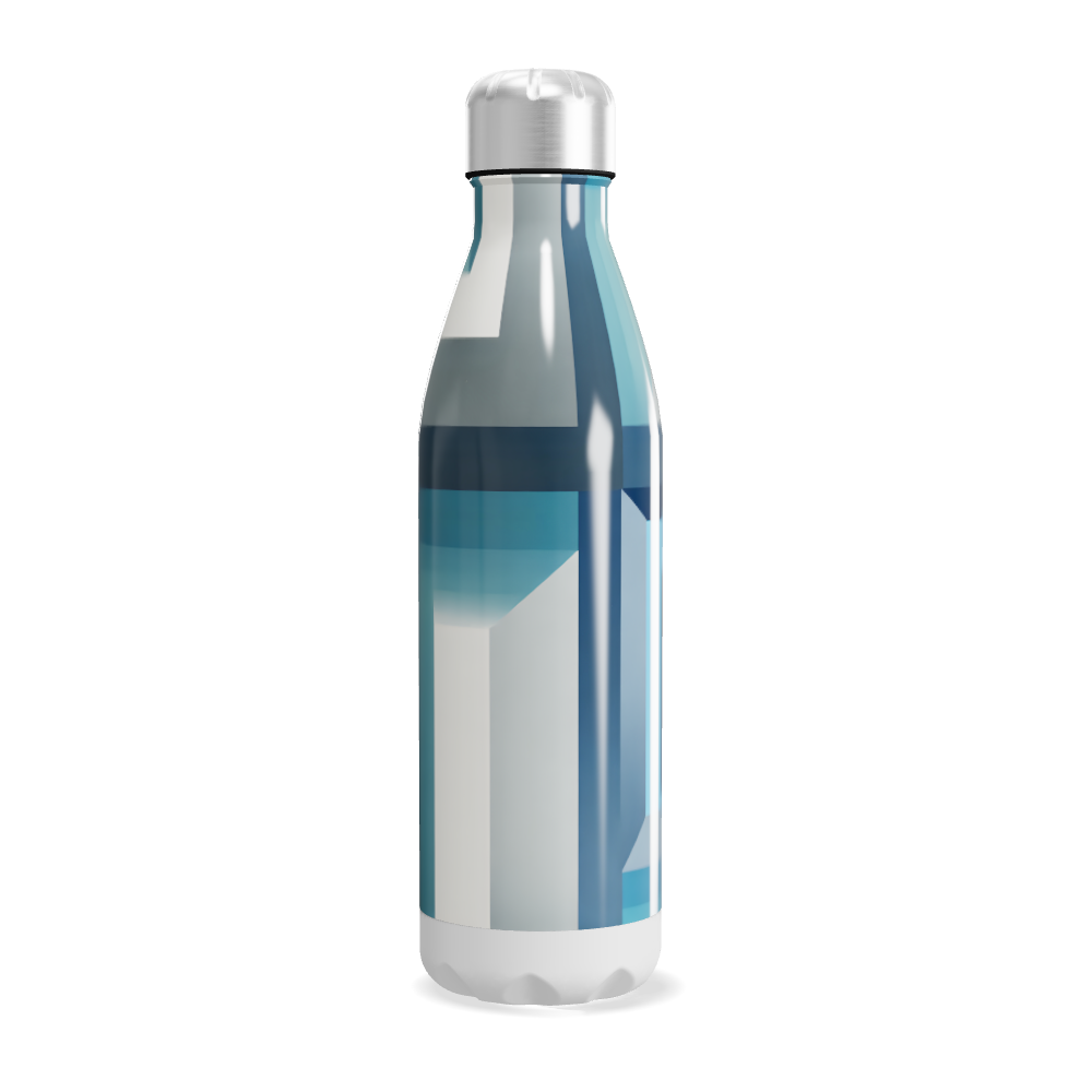 Garrafa Inox Azul com Grafismos Geométricos