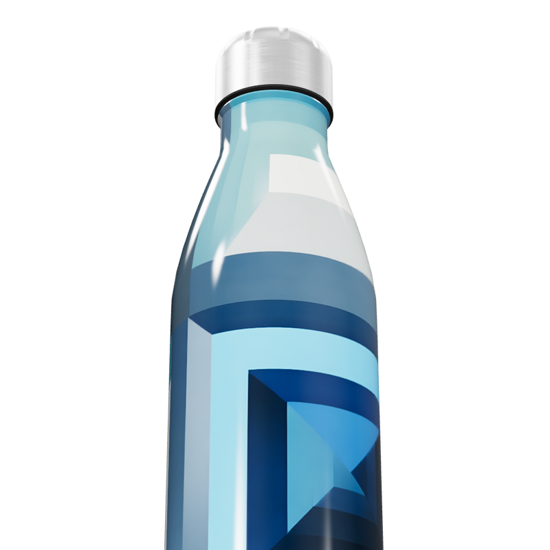 Garrafa Inox Azul com Grafismos Geométricos