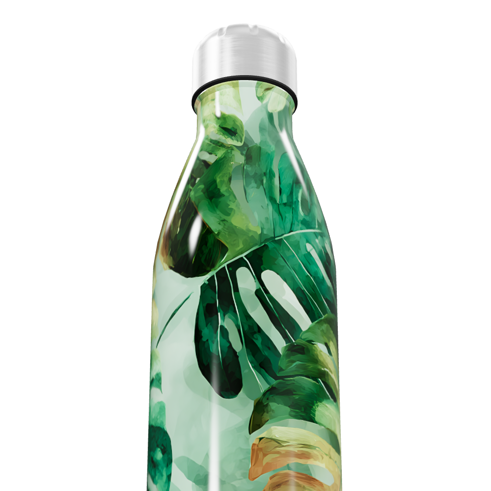 Garrafa Inox - Estampa Folhagem Verde