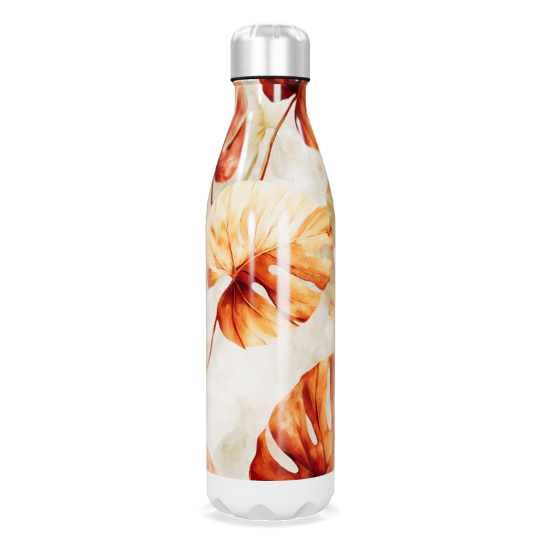 Garrafa Inox - Folhas Laranja e Branca
