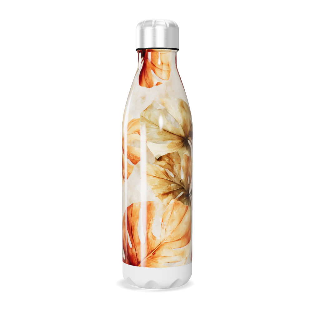 Garrafa Inox - Folhas Laranja e Branca