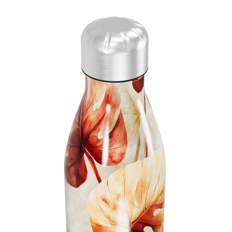 Garrafa Inox - Folhas Laranja e Branca