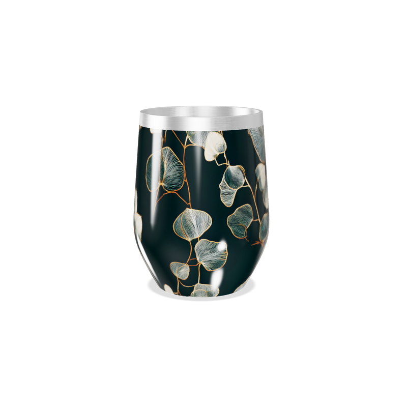 Copo Térmico Slim - Floral Preto Aço Inox