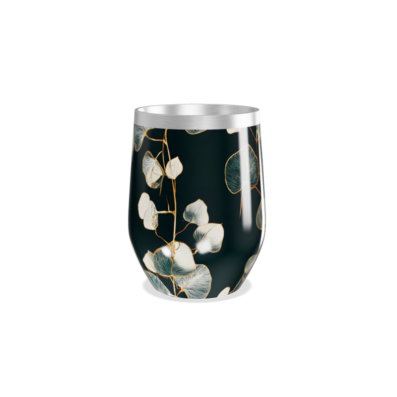 Copo Térmico Slim - Floral Preto Aço Inox