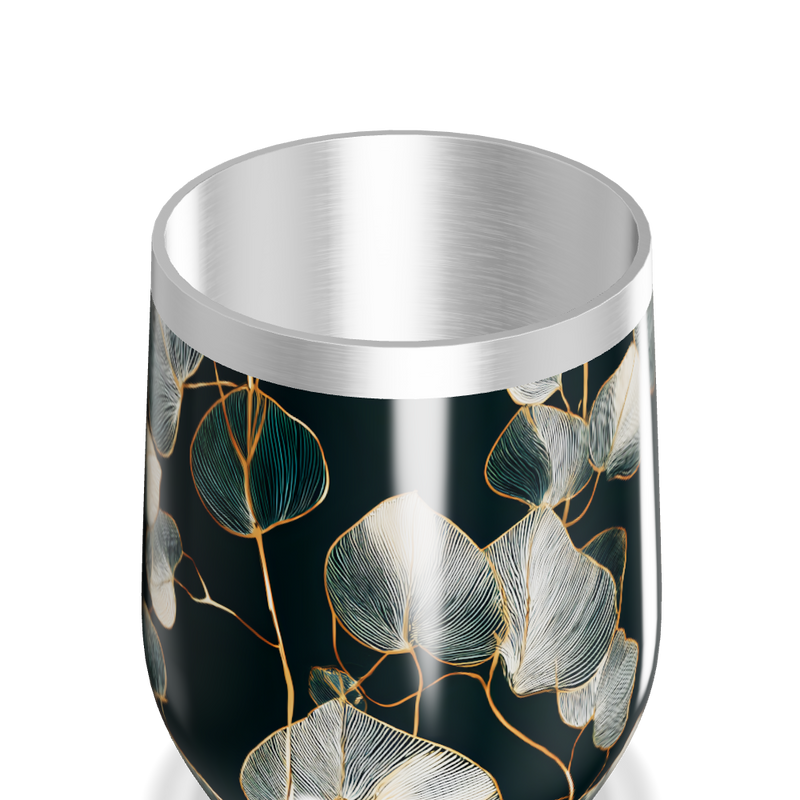 Copo Térmico Slim - Floral Preto Aço Inox
