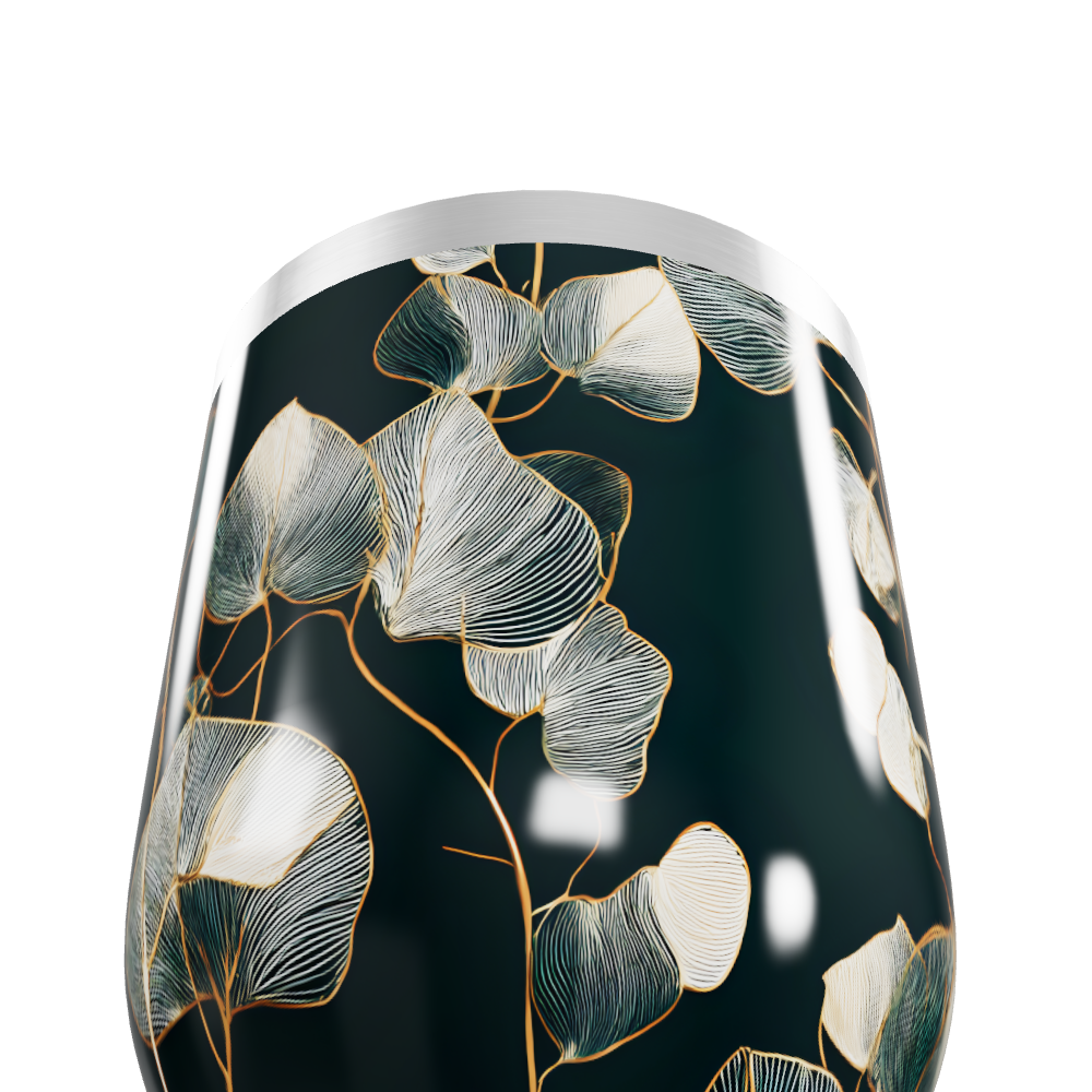 Copo Térmico Slim - Floral Preto Aço Inox