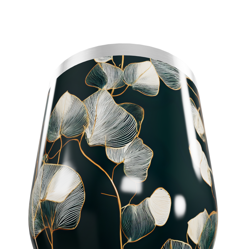 Copo Térmico Slim - Floral Preto Aço Inox