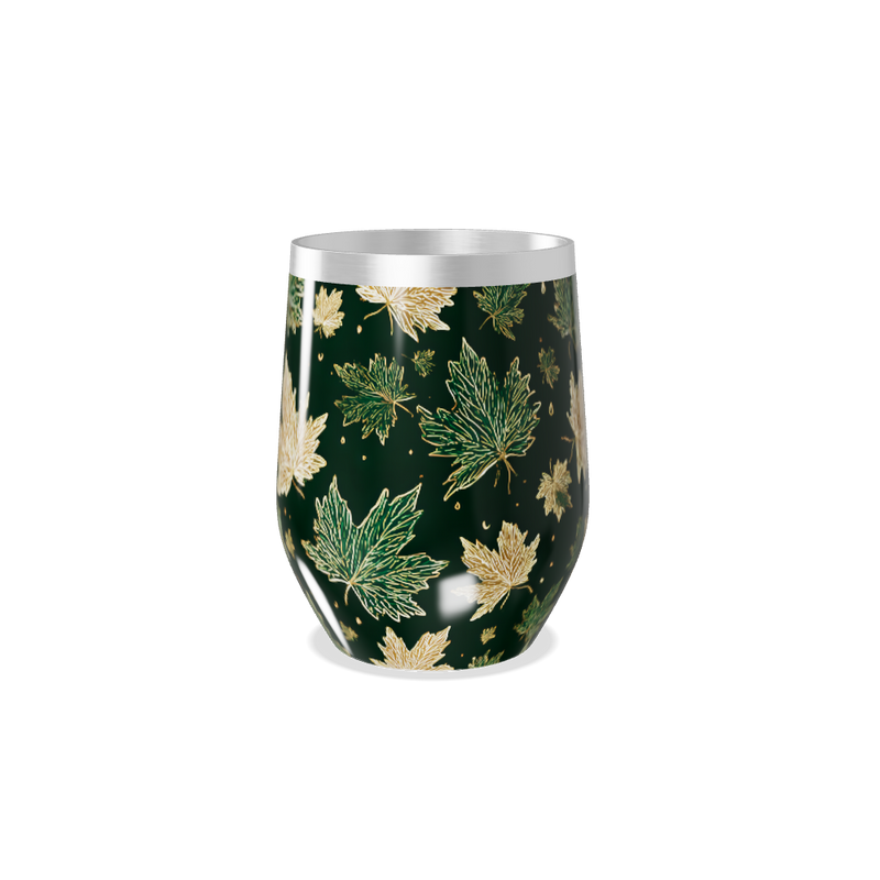 Copo Térmico Slim - Folhas Verde e Dourado