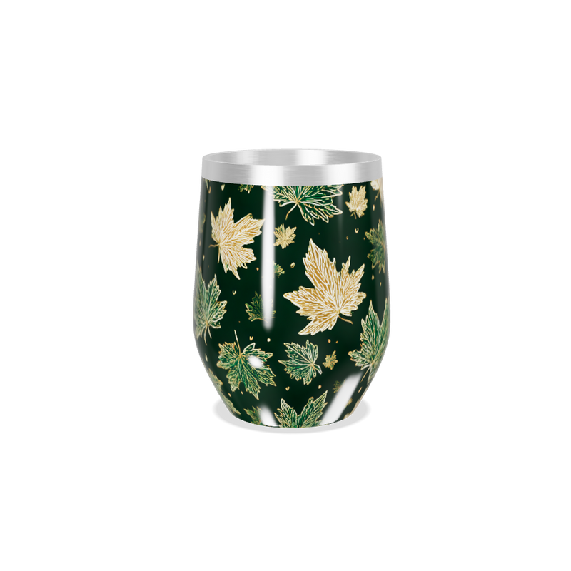 Copo Térmico Slim - Folhas Verde e Dourado