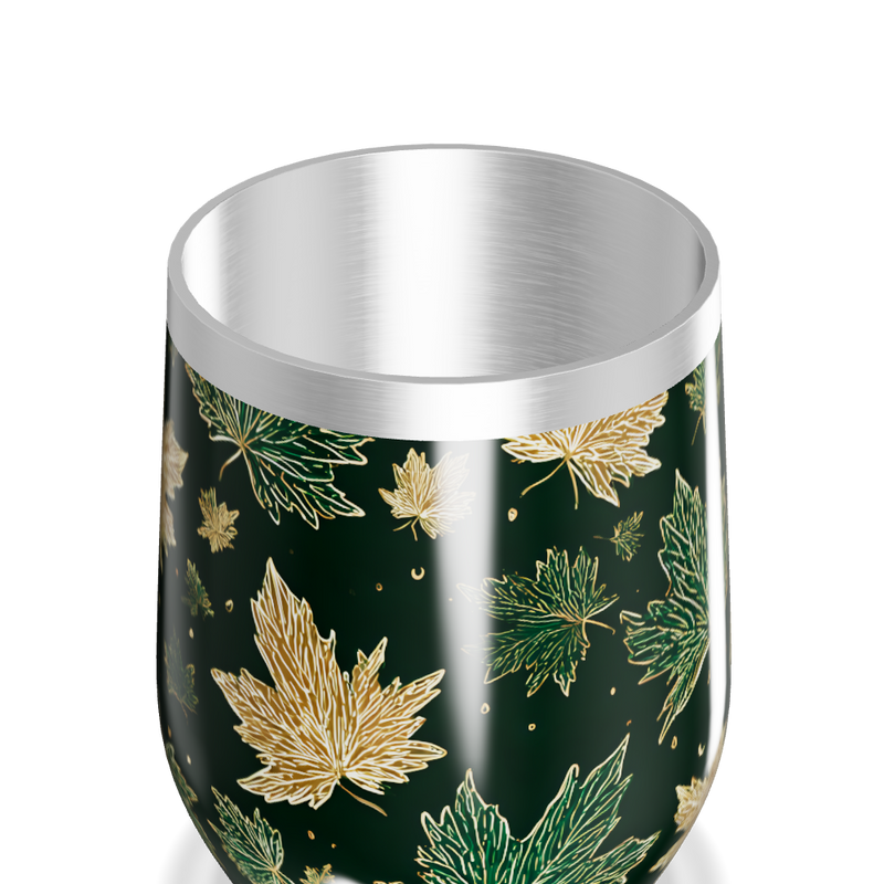 Copo Térmico Slim - Folhas Verde e Dourado