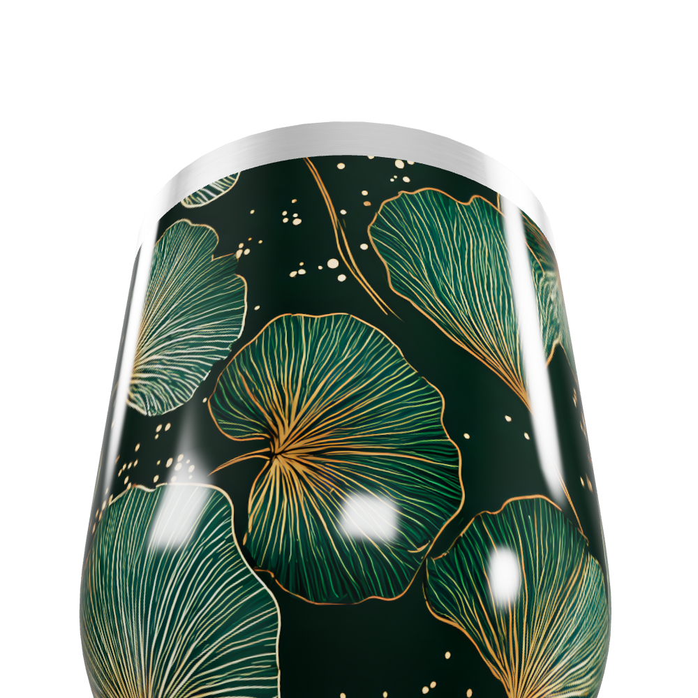 Copo Térmico Slim - Floral Verde Aço Inox