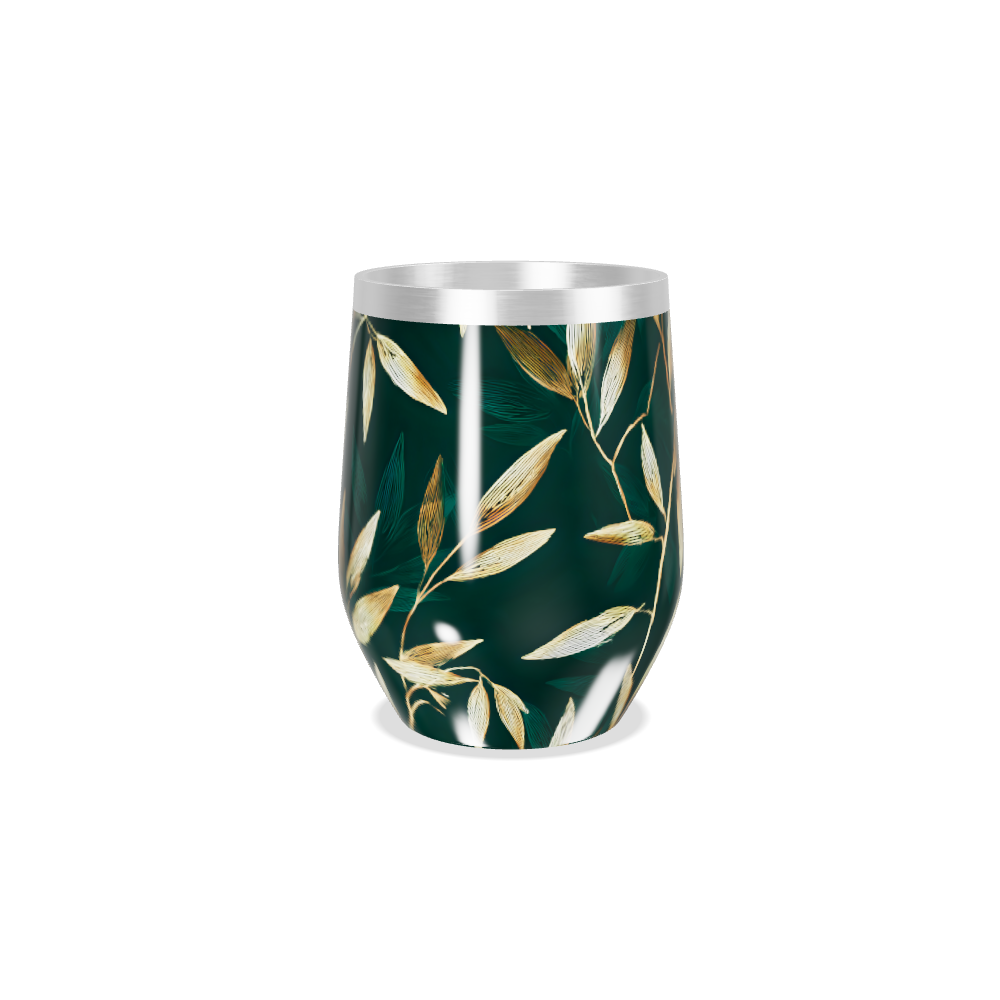 Copo Térmico Slim - Folhas Douradas Verde