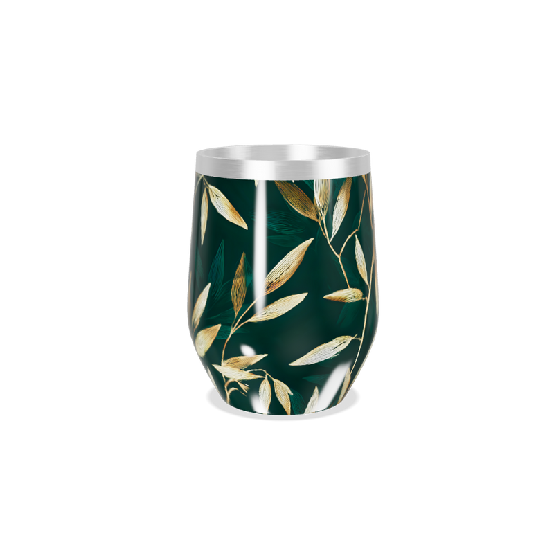 Copo Térmico Slim - Folhas Douradas Verde