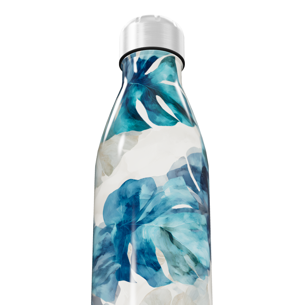 Garrafa Inox - Estampa Floral Azul