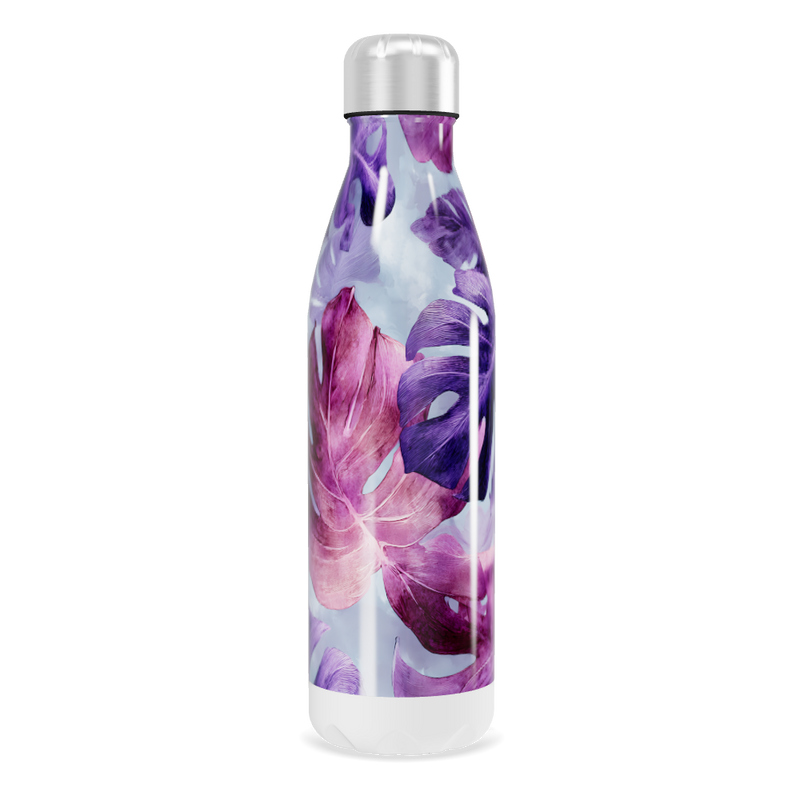 Garrafa Inox - Folhas Roxas e Rosa