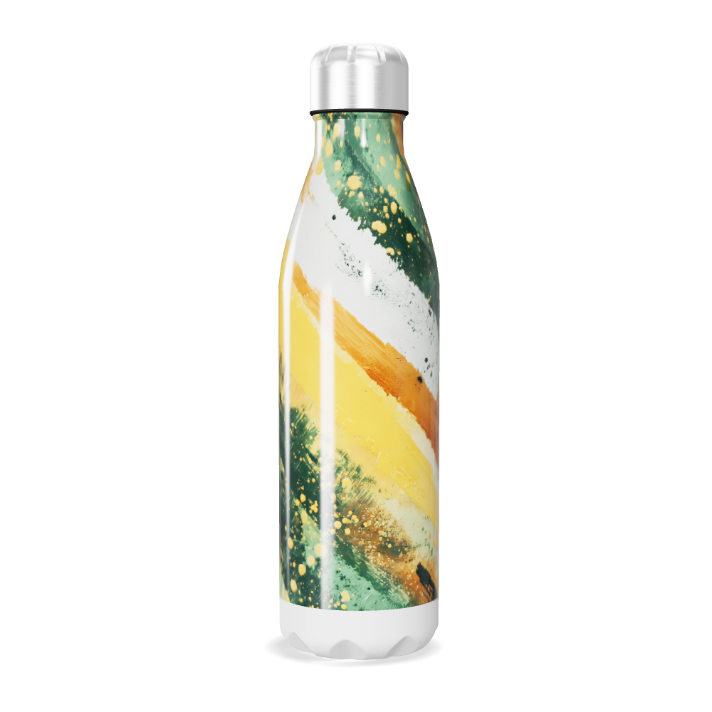 Garrafa Inox - Estampa Abstrata Verde Amarelo