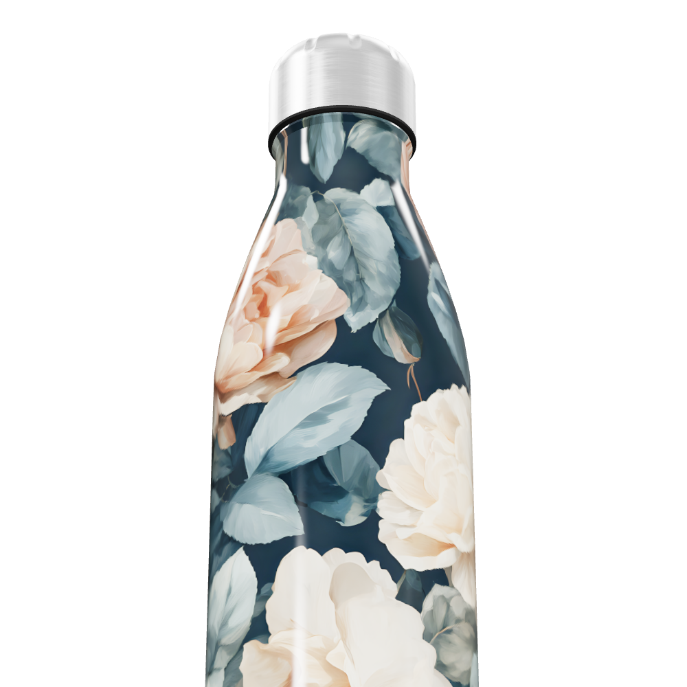 Garrafa Inox - Floral Azul Bege