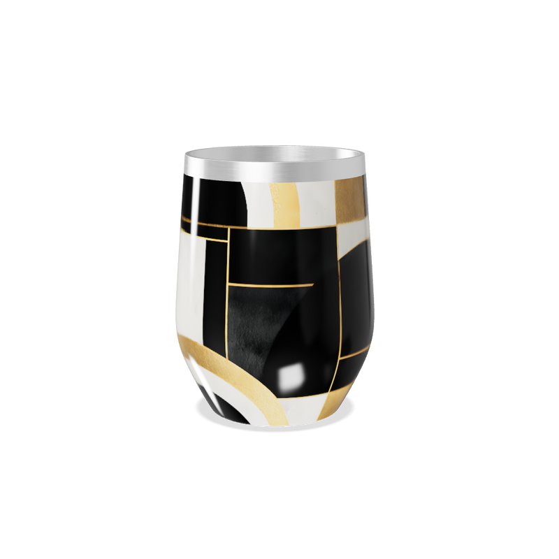 Copo Térmico Slim - Preto e Dourado Abstrato