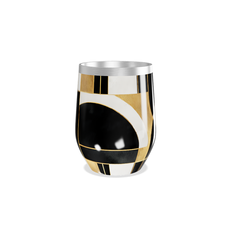 Copo Térmico Slim - Preto e Dourado Abstrato
