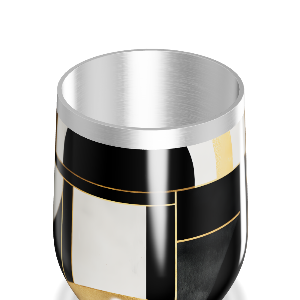 Copo Térmico Slim - Preto e Dourado Abstrato