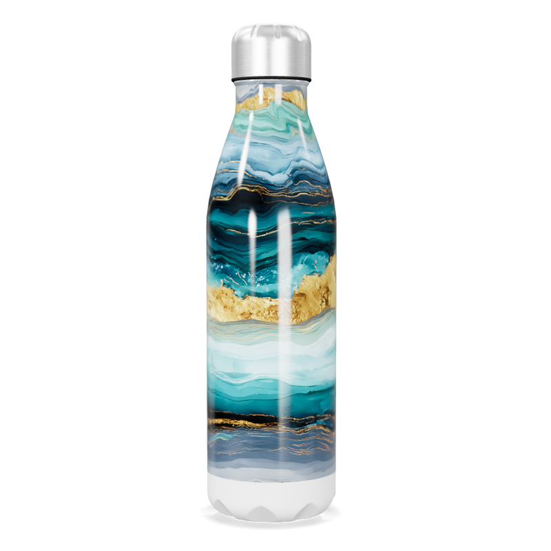 Garrafa Inox - Estampa Mármore Azul