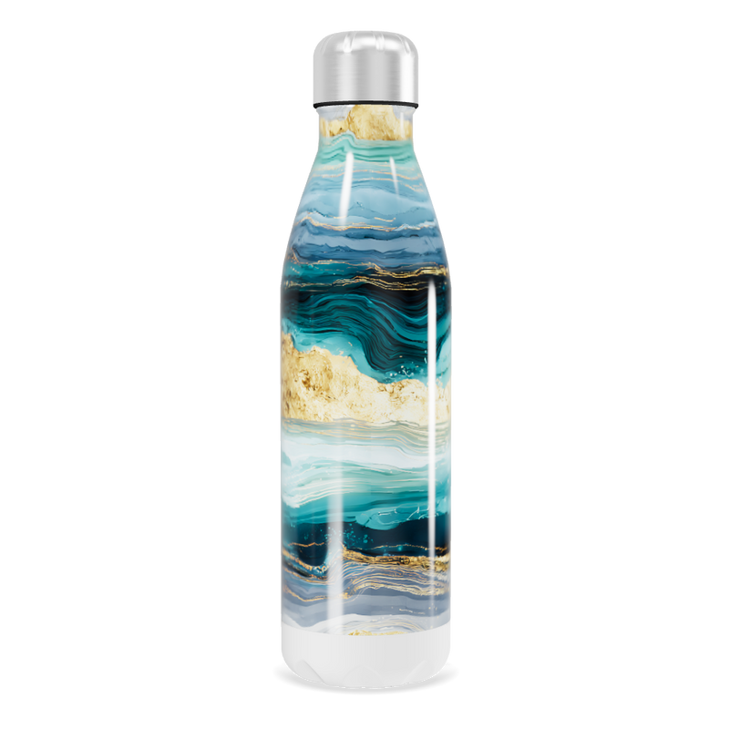 Garrafa Inox - Estampa Mármore Azul