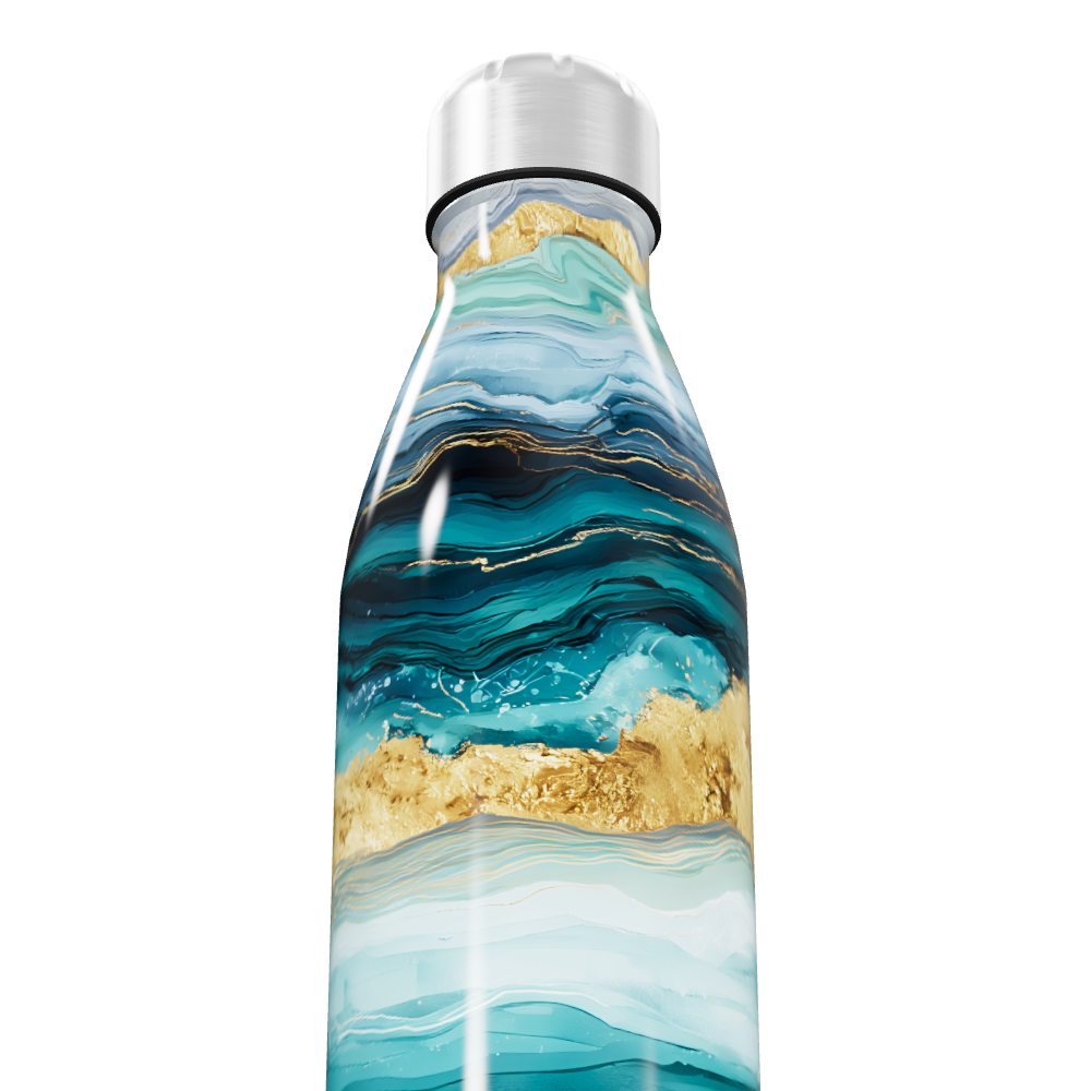 Garrafa Inox - Estampa Mármore Azul
