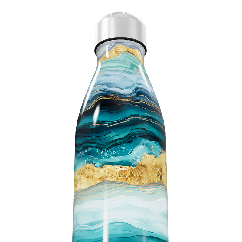 Garrafa Inox - Estampa Mármore Azul