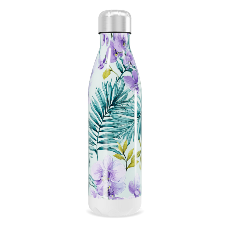 Garrafa Inox - Floral com Orquídeas Roxas