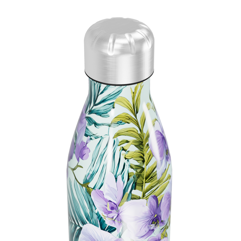 Garrafa Inox - Floral com Orquídeas Roxas