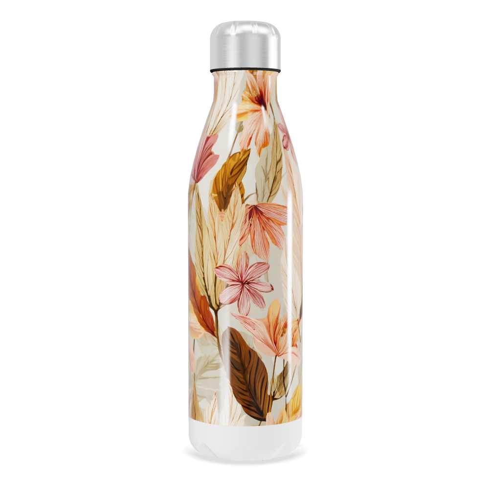 Garrafa Inox - Floral com Folhas Coloridas
