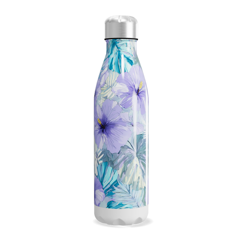 Garrafa Inox Floral Azul Roxo