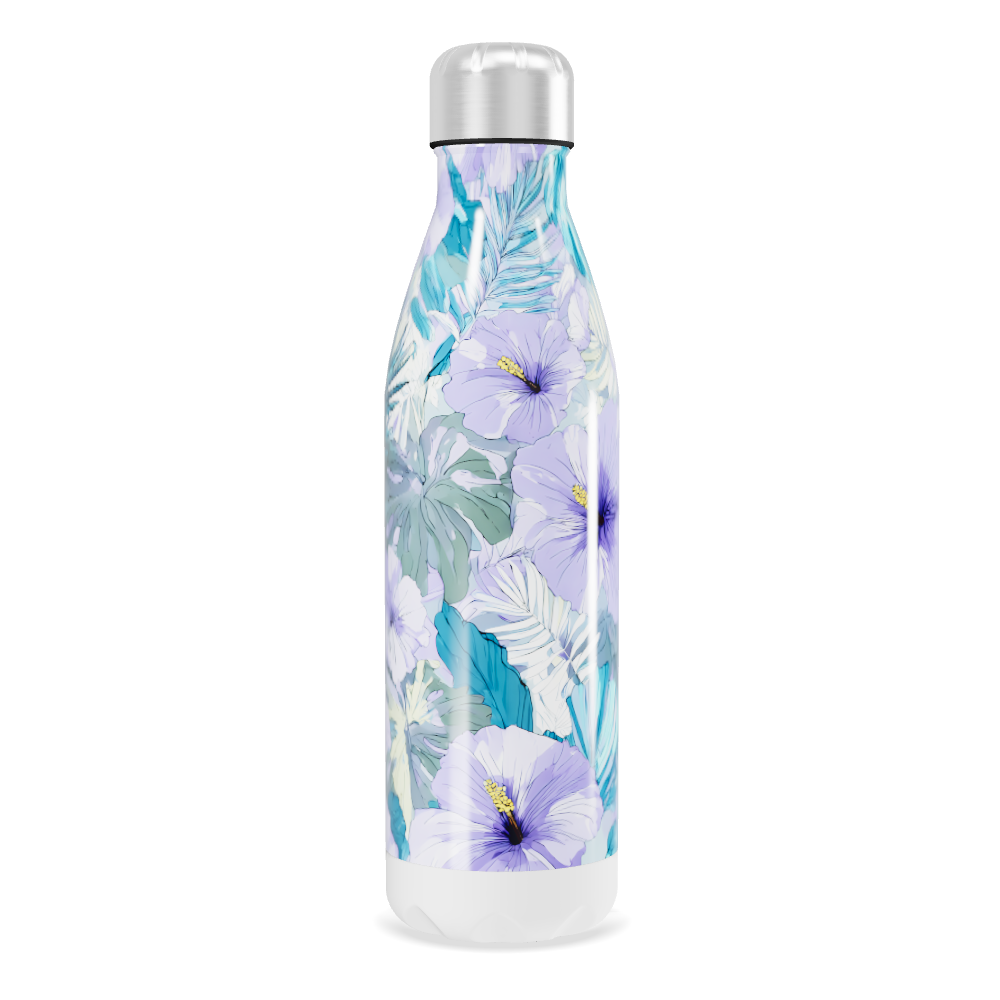 Garrafa Inox Floral Azul Roxo