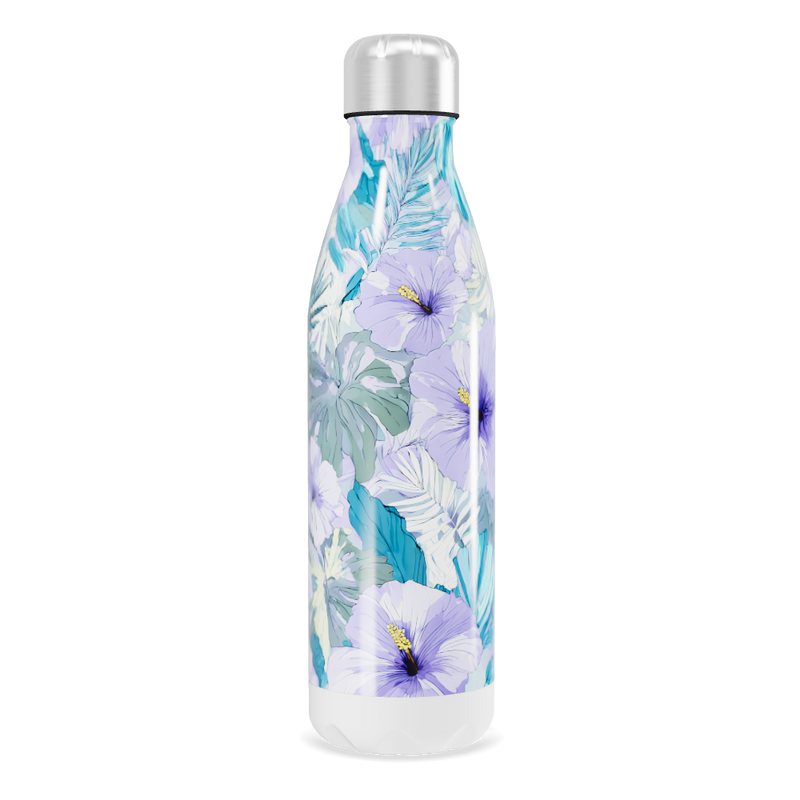 Garrafa Inox Floral Azul Roxo