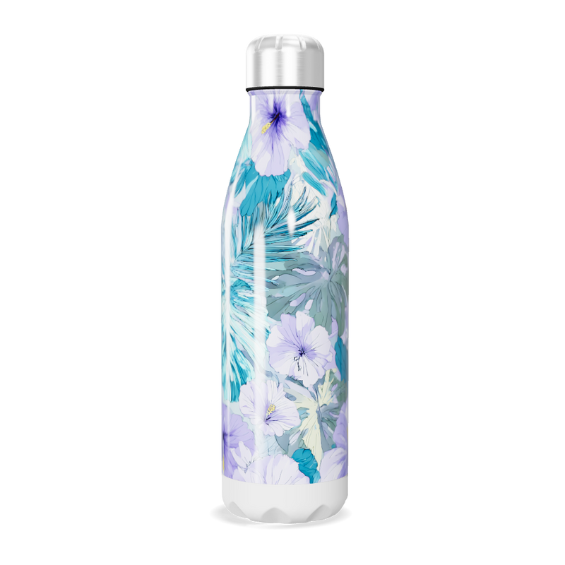 Garrafa Inox Floral Azul Roxo