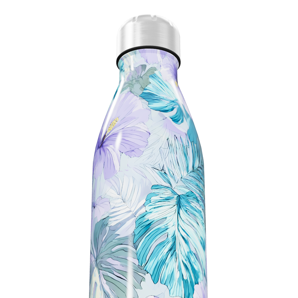Garrafa Inox Floral Azul Roxo