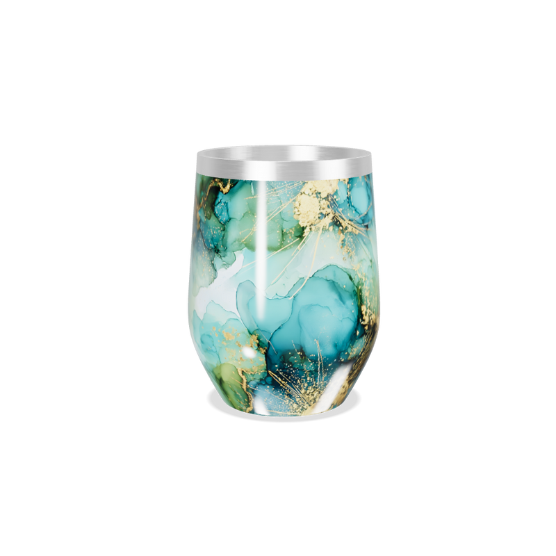 Copo Térmico Slim - Mármore Azul e Dourado