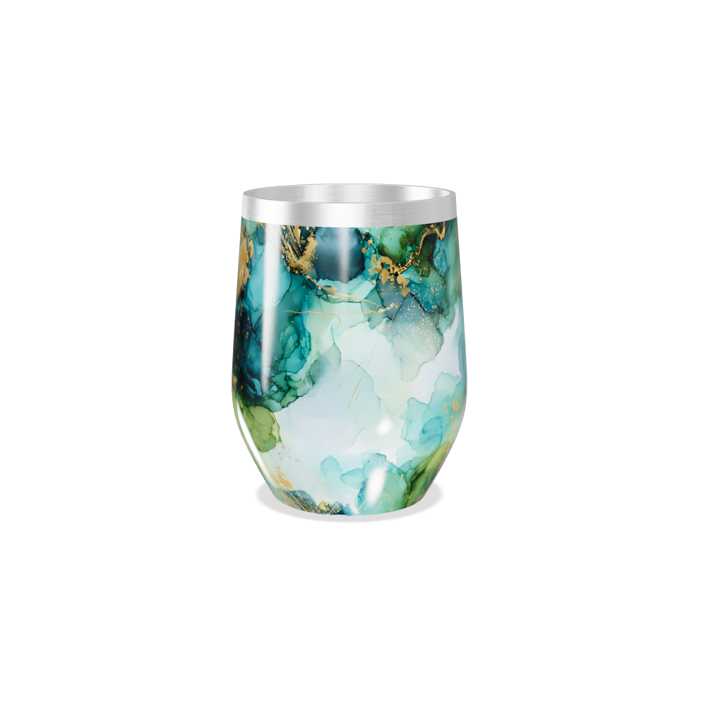 Copo Térmico Slim - Mármore Azul e Dourado