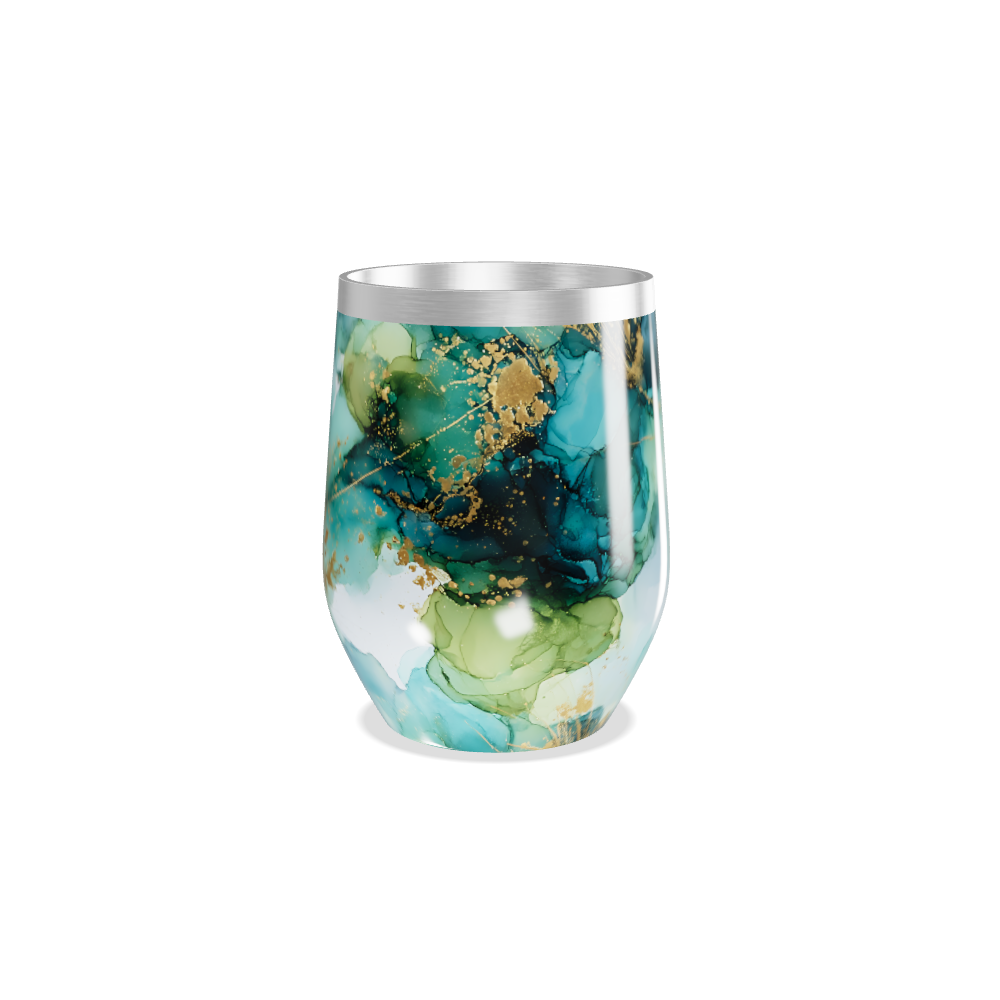 Copo Térmico Slim - Mármore Azul e Dourado