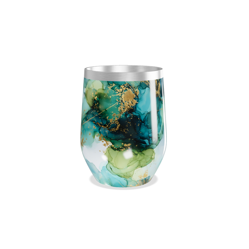 Copo Térmico Slim - Mármore Azul e Dourado