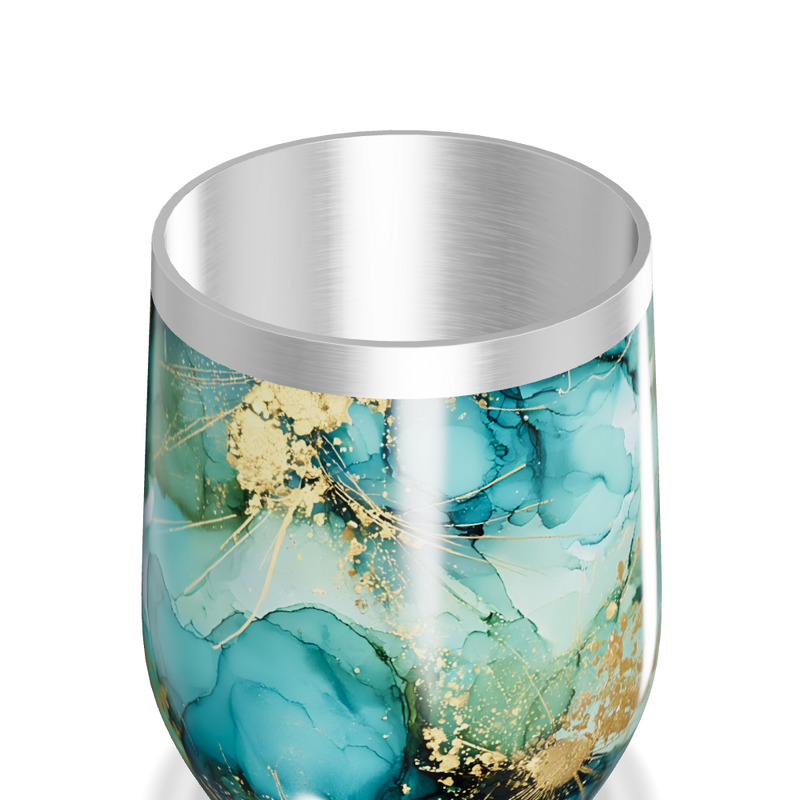 Copo Térmico Slim - Mármore Azul e Dourado