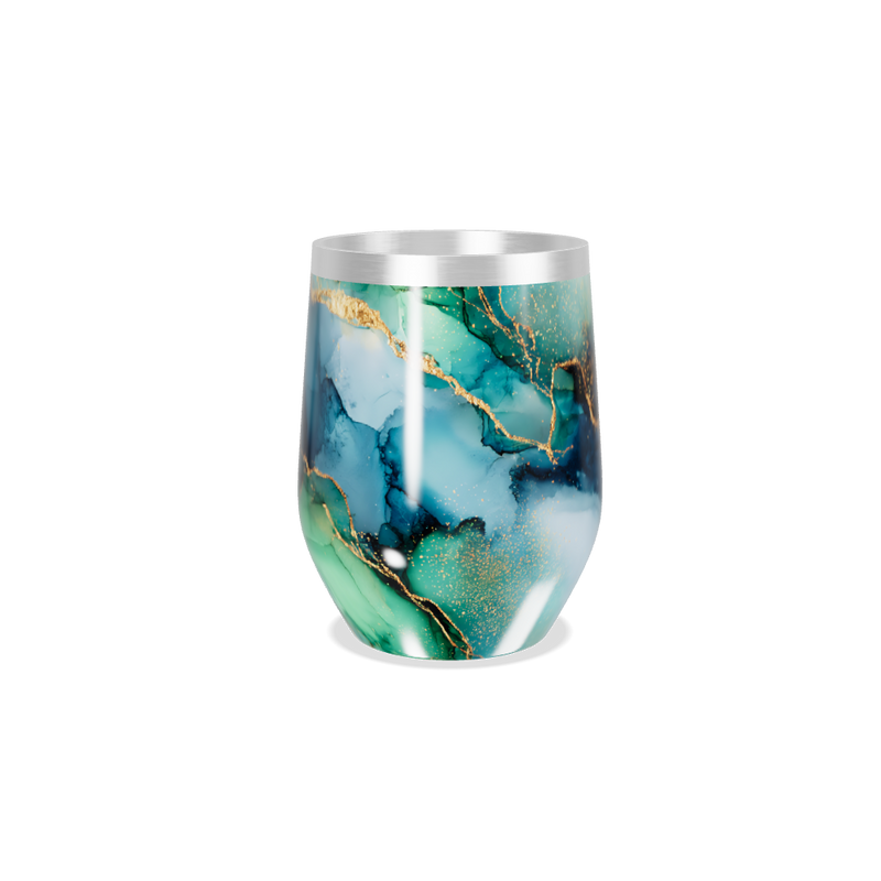 Copo Térmico Slim - Mármore Azul e Dourado