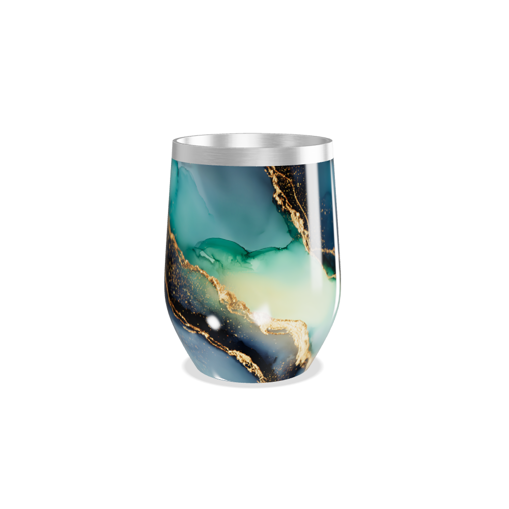 Copo Térmico Slim - Mármore Azul e Dourado