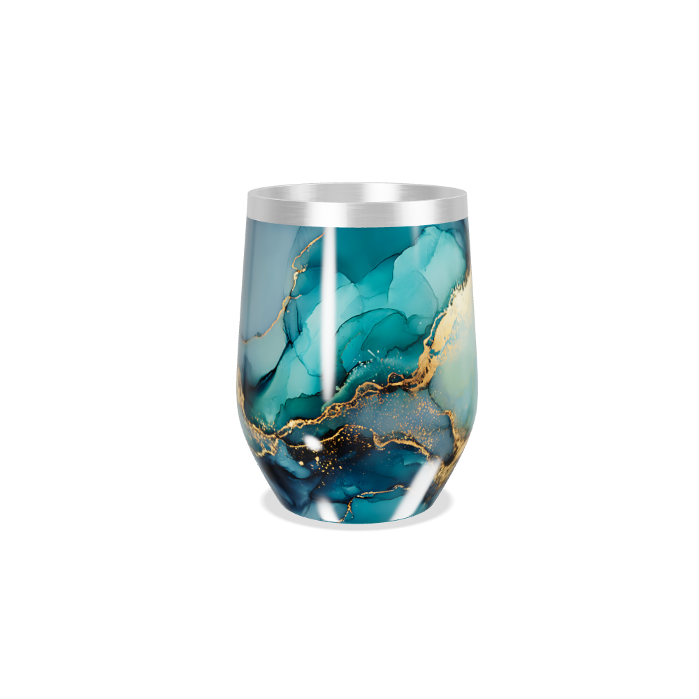 Copo Térmico Slim - Mármore Azul e Dourado