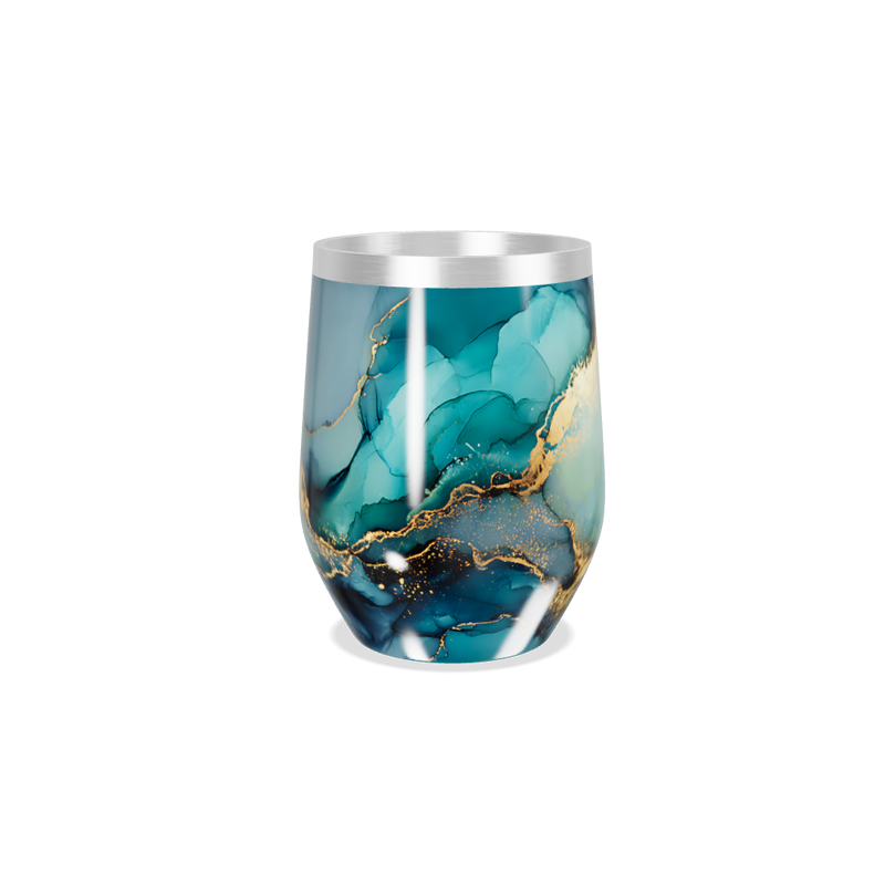 Copo Térmico Slim - Mármore Azul e Dourado